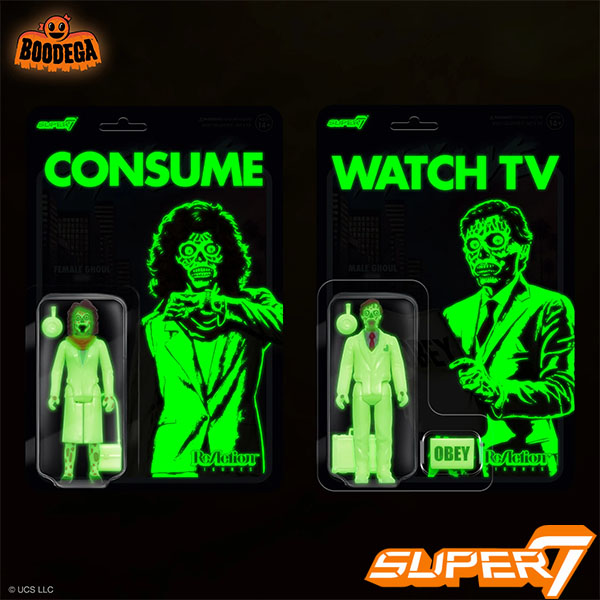 Super 7 They Live Male and Female Ghoul ReAction 3.75 Inch Glow Action Figure Set of 2